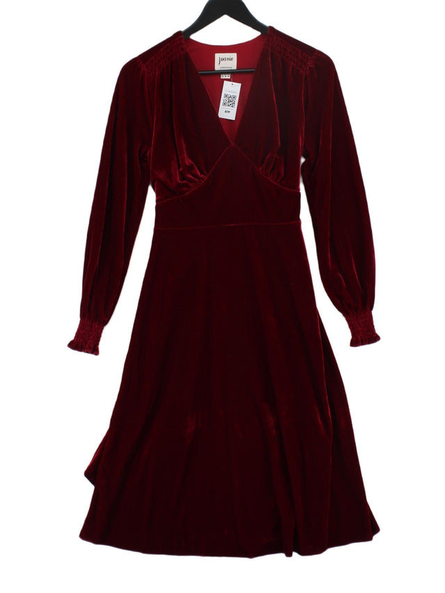 Joanie Women's Midi Dress UK 8 Red 100% Polyester