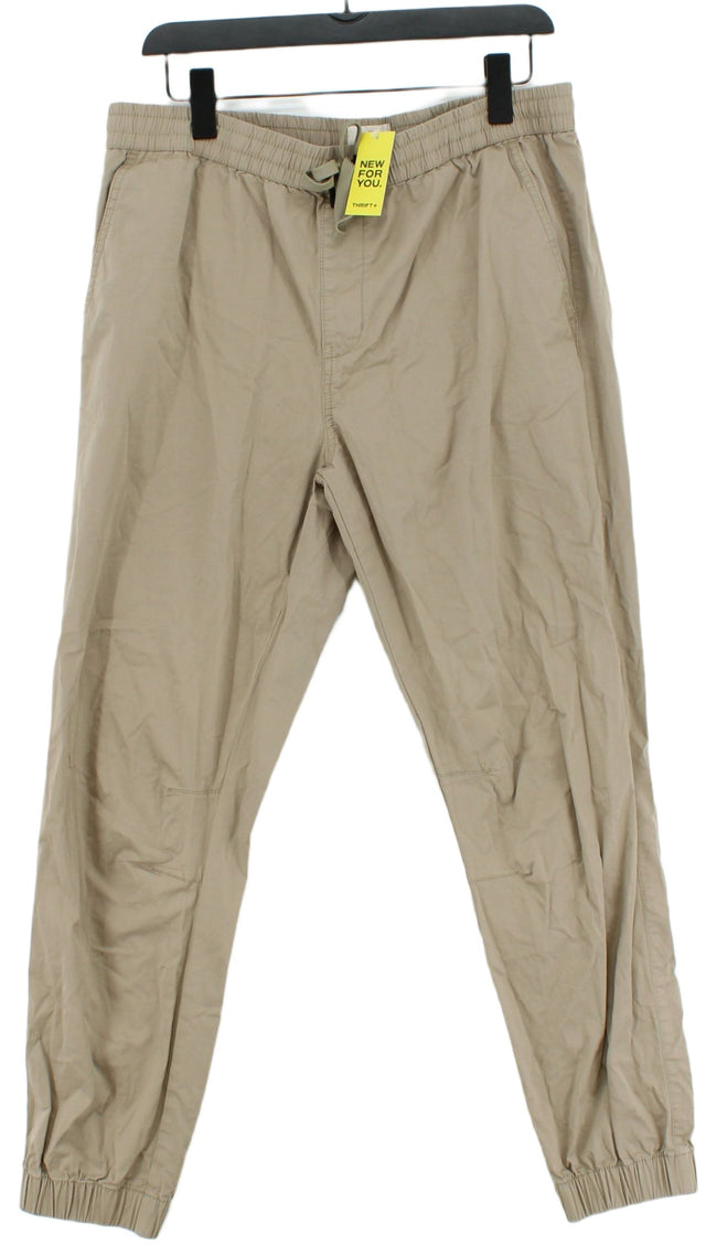 River Island Women's Trousers L Cream Cotton with Elastane