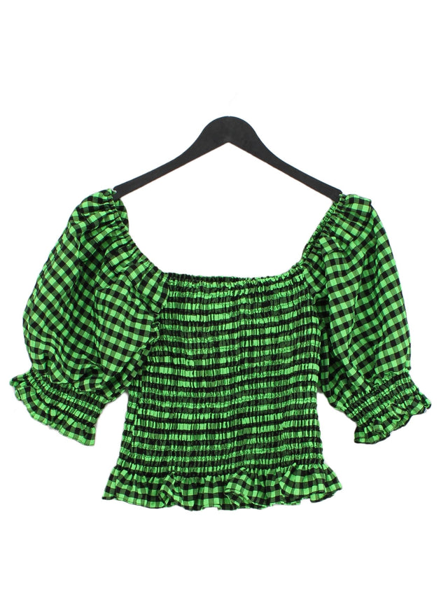 Zara Women's Top M Green Polyester with Viscose
