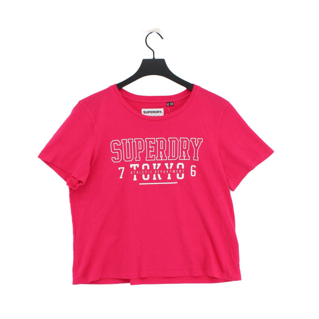 Superdry Women's T-Shirt UK 14 Pink 100% Cotton