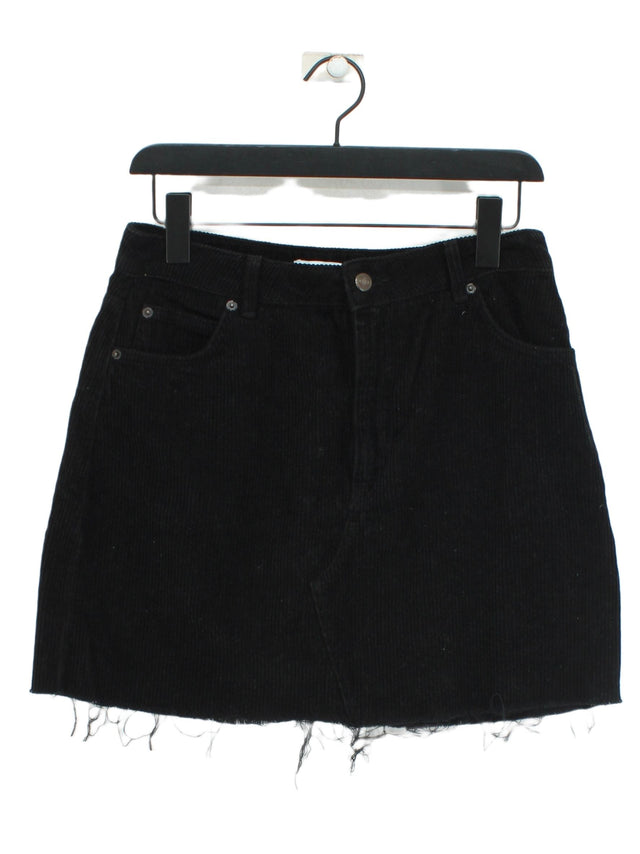 Topshop Women's Midi Skirt UK 12 Black Cotton with Polyester