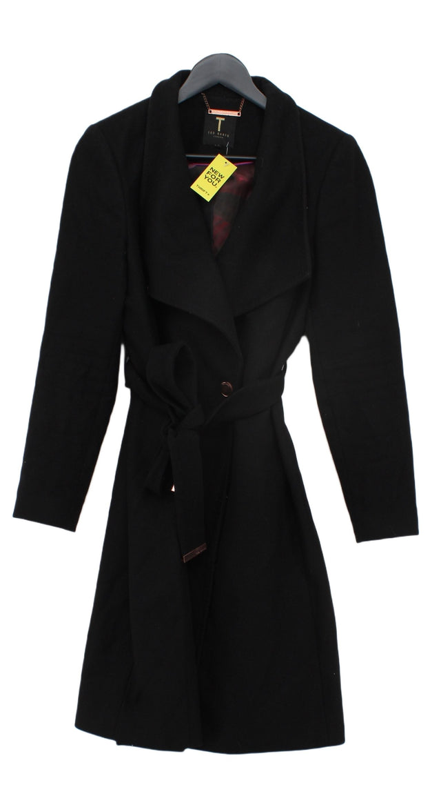 Ted Baker Women's Coat UK 14 Black Wool with Cashmere, Polyamide, Polyester