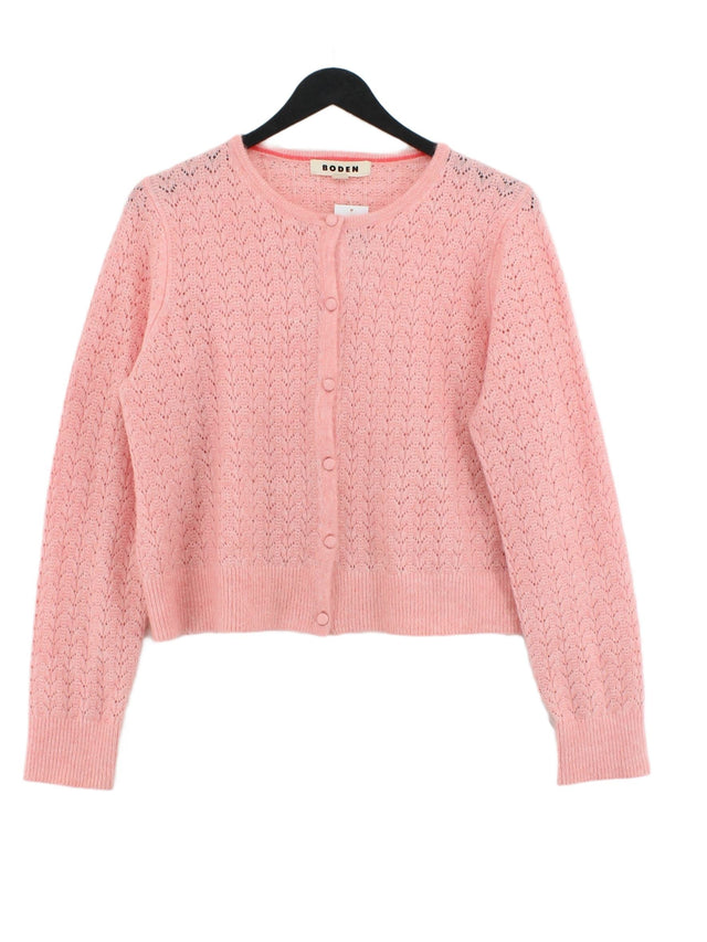 Boden Women's Cardigan L Pink Polyester with Acrylic, Elastane, Polyamide, Wool