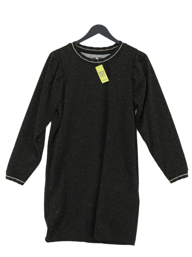 Oliver Bonas Women's Midi Dress UK 8 Black Polyester with Cotton, Viscose