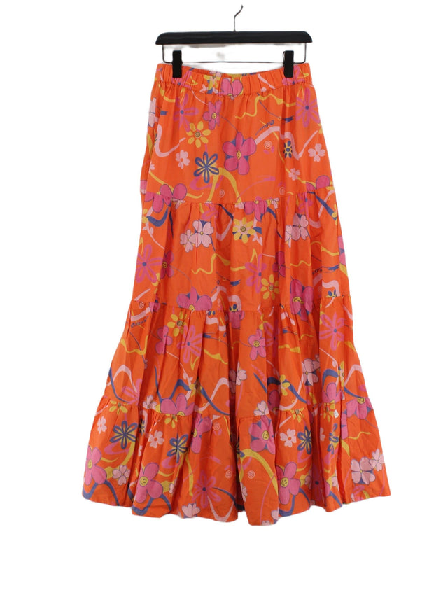 Collusion Women's Maxi Skirt UK 12 Orange 100% Cotton