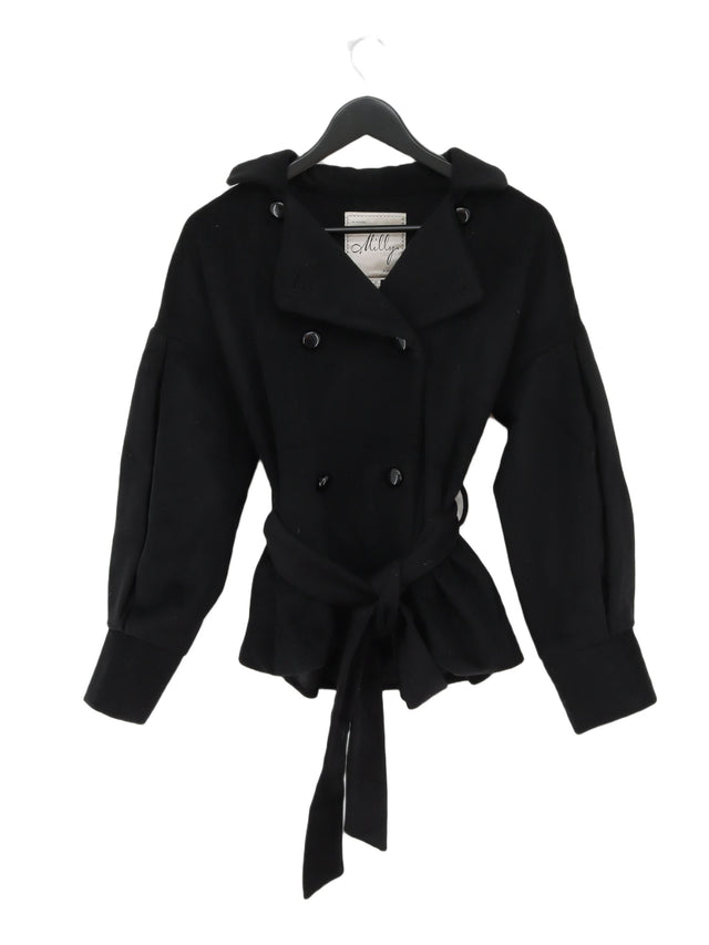 Milly Women's Coat UK 6 Black Wool with Silk
