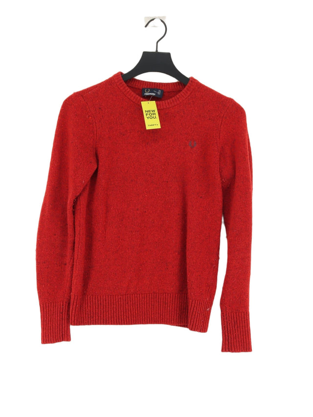 Fred Perry Women's Jumper UK 8 Red Wool with Nylon