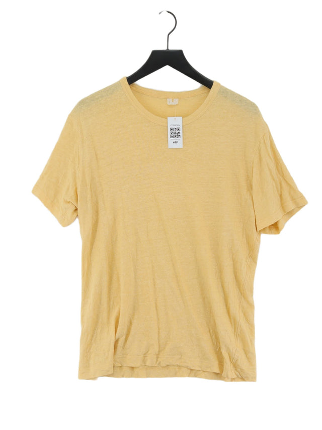 Arket Women's T-Shirt L Yellow Linen with Cotton