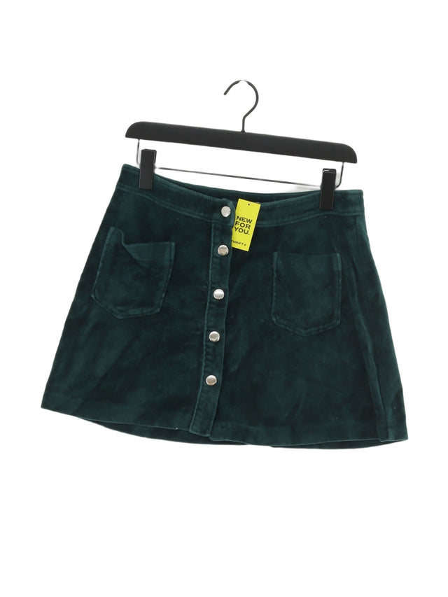 Pull&Bear Women's Midi Skirt L Green Cotton with Polyester