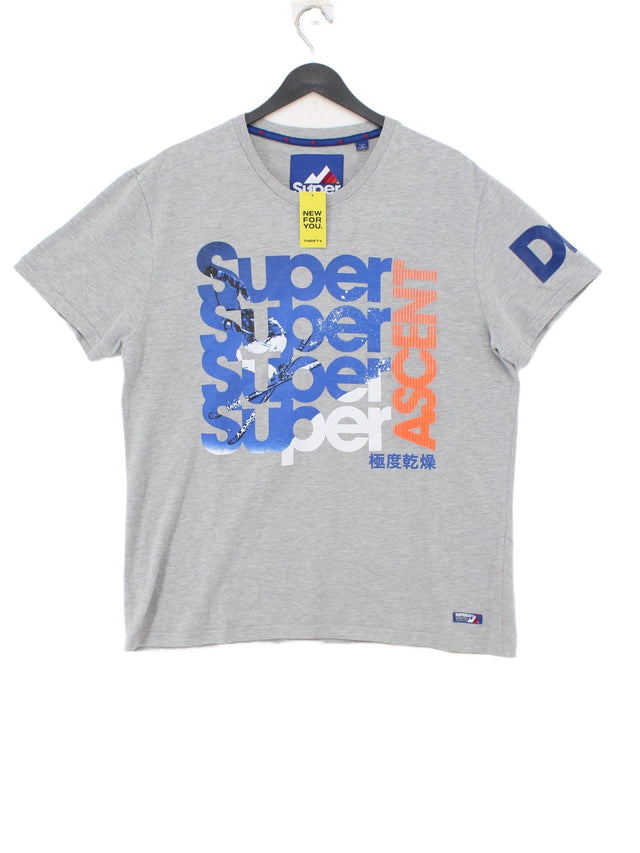 Superdry Men's T-Shirt XXL Grey Cotton with Polyester