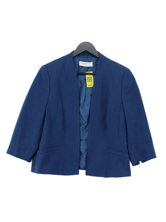 Jacques Vert Women's Blazer UK 16 Blue Cotton with Polyester