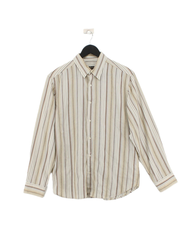 Monsoon Men's Shirt M Cream Cotton with Polyester