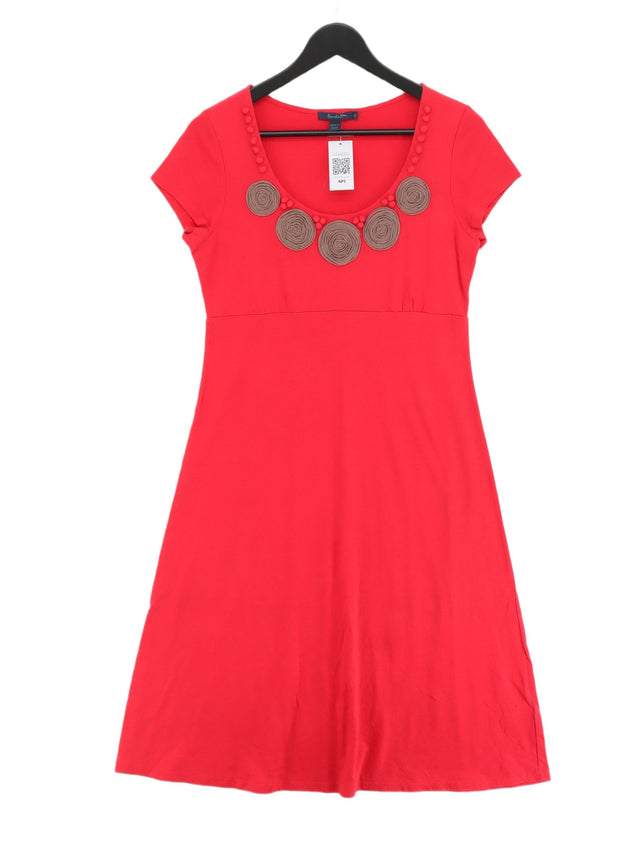 Boden Women's Midi Dress UK 12 Red Cotton with Lyocell Modal
