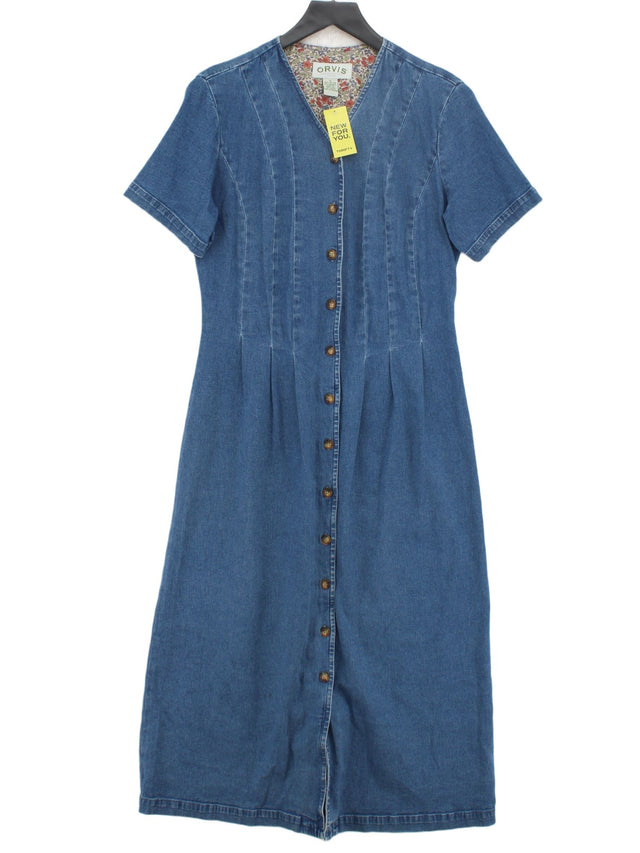 Orvis Women's Midi Dress UK 8 Blue Cotton with Spandex