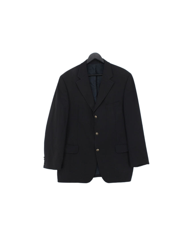 Van Gils Men's Blazer Chest: 44 in Black Polyester with Elastane, Wool