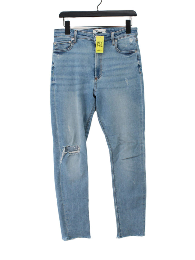 Zara Women's Jeans UK 12 Blue Cotton with Elastane, Polyester