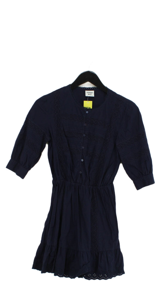 Sunday Best Women's Mini Dress XS Blue 100% Cotton
