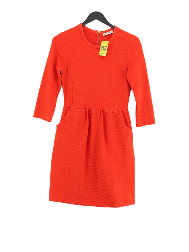 Whistles Women's Midi Dress UK 10 Orange Cotton with Elastane, Polyamide