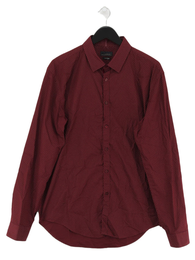 Zara Men's Shirt XL Red 100% Cotton