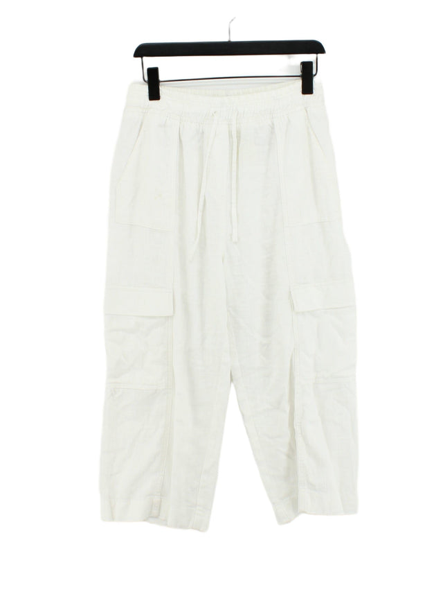 Next Women's Trousers UK 12 White Linen with Viscose
