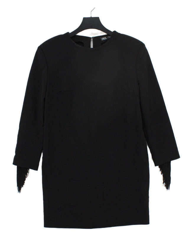 Zara Women's Midi Dress S Black Cotton with Polyester