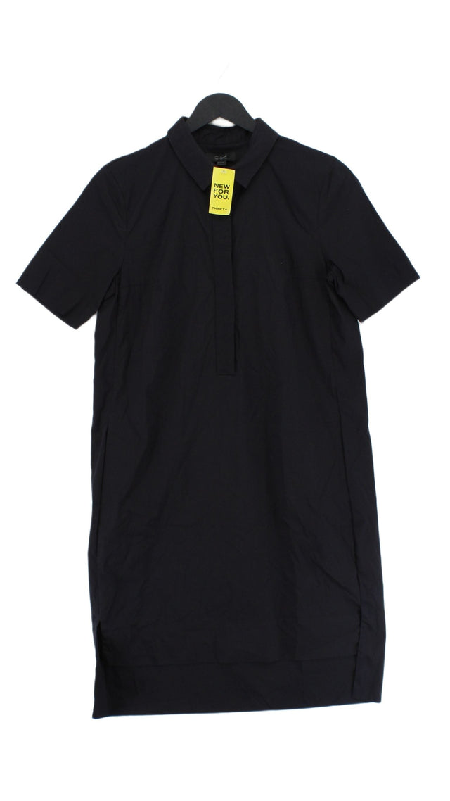 COS Women's Midi Dress UK 6 Black Cotton with Elastane, Polyamide