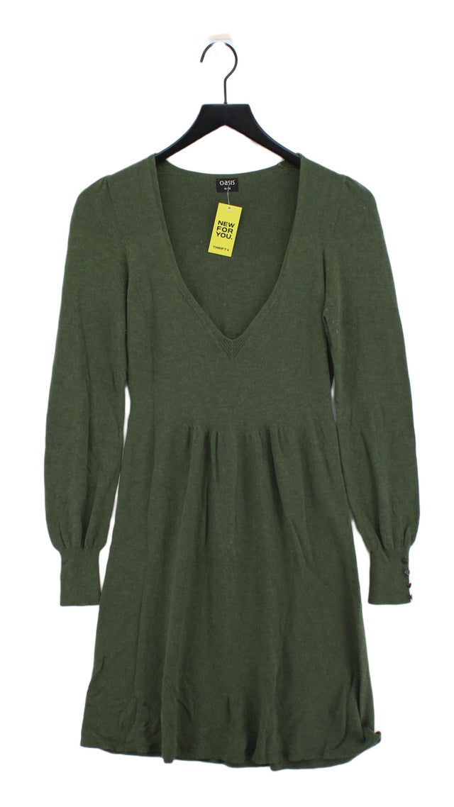 Oasis Women's Midi Dress UK 10 Green Viscose with Angora, Polyamide