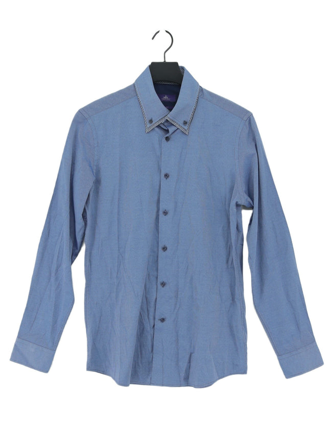 Next Men's Shirt Chest: 39 in Blue Polyester with Cotton