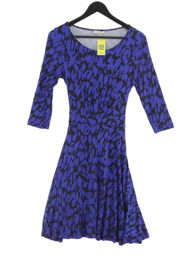 Hobbs Women's Midi Dress UK 10 Blue Viscose with Elastane, Rayon