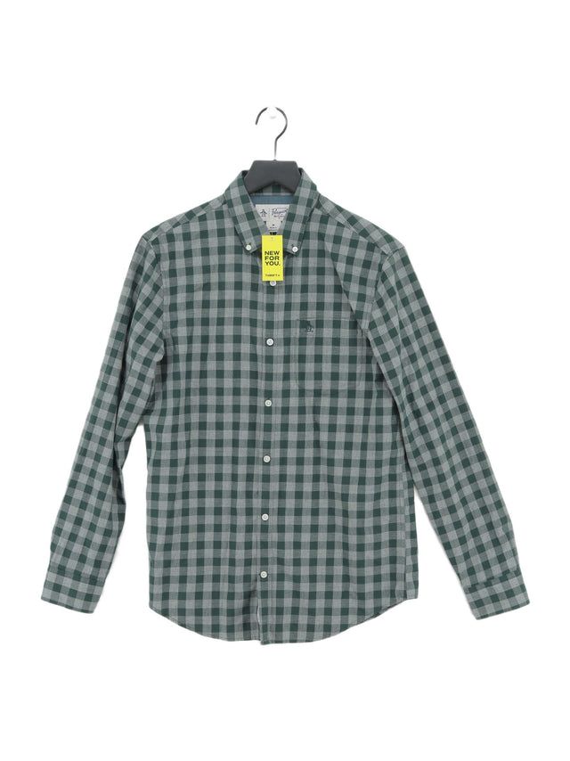 Original Penguin Men's Shirt M Green Cotton with Polyester