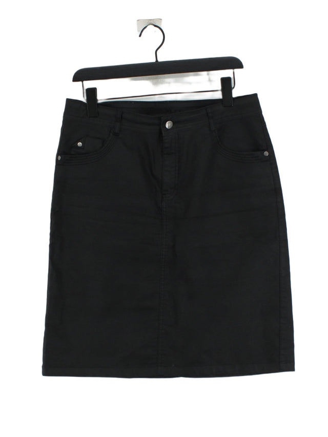 Vassalli Women's Midi Skirt UK 14 Black Cotton with Elastane, Polyester