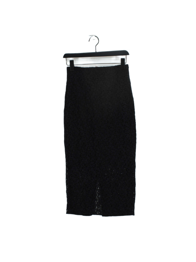 Zara Women's Midi Skirt XS Black Cotton with Polyamide, Polyester, Viscose