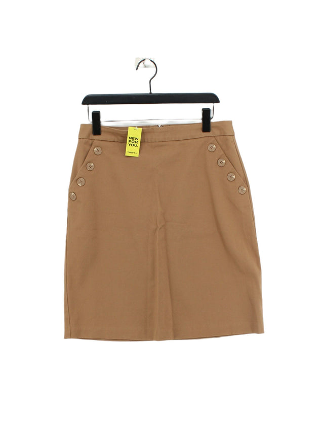 Laura Ashley Women's Midi Skirt UK 12 Brown Cotton with Elastane