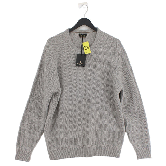 Massimo Dutti Men's Jumper Chest: 42 in Grey Wool with Cashmere