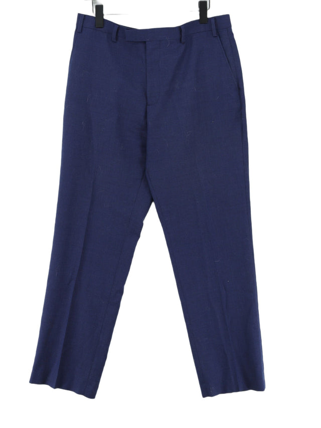 John Lewis Men's Suit Trousers W 36 in Blue Wool with Polyester