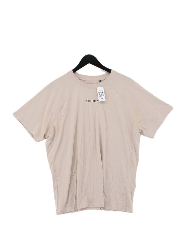 Superdry Women's T-Shirt UK 16 Cream 100% Cotton