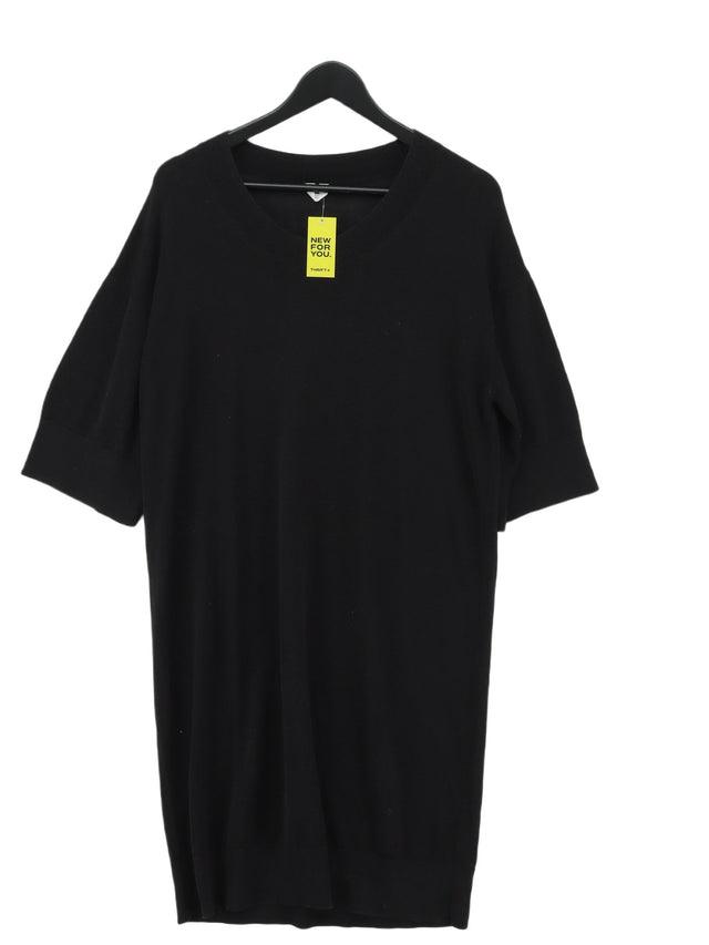 Arket Women's Midi Dress XS Black Viscose with Cotton