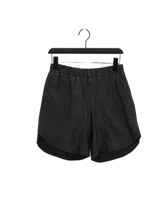 Moss Copenhagen Women's Shorts XS Black Faux Leather with Cotton, Polyester
