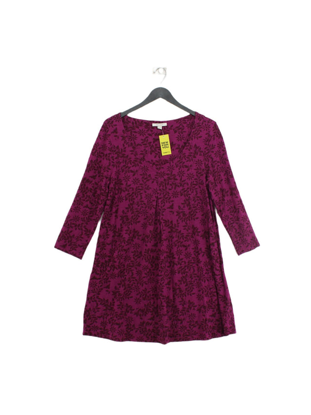 White Stuff Women's Midi Dress UK 12 Purple Cotton with Lyocell Modal