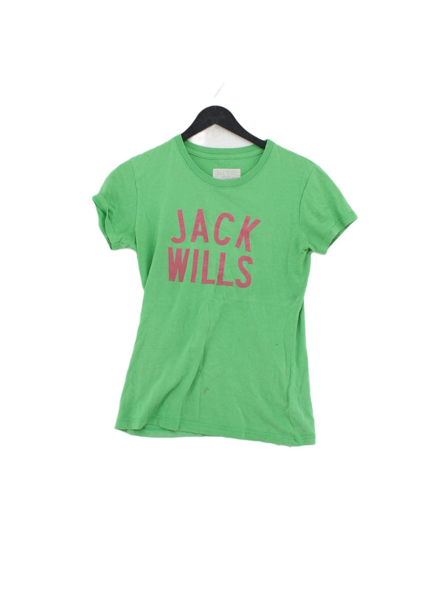 Jack Wills Women's T-Shirt UK 10 Green 100% Cotton