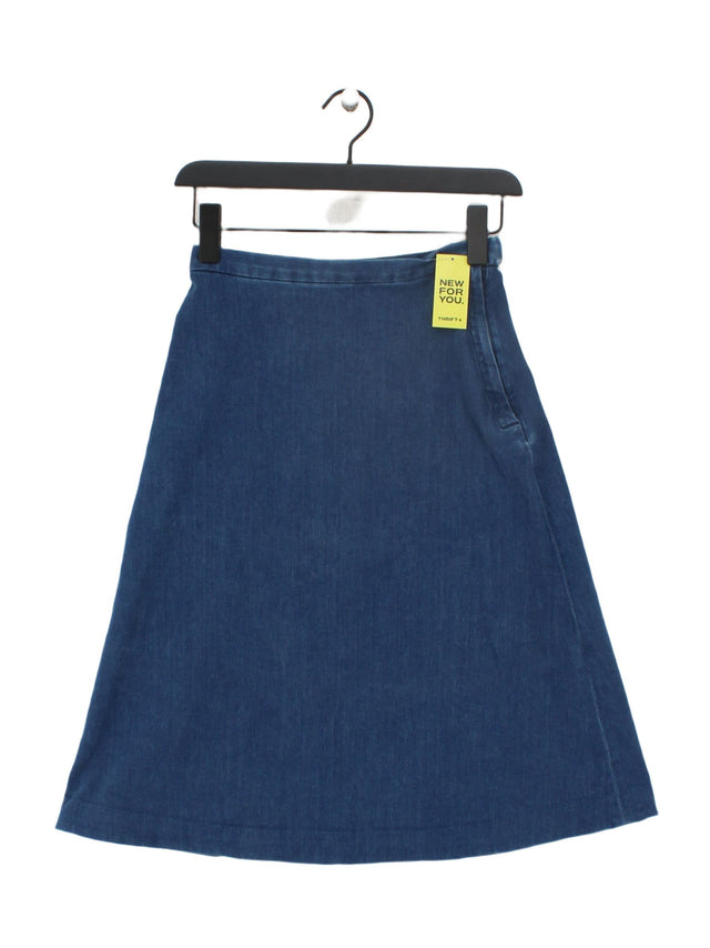 & Other Stories Women's Midi Skirt UK 6 Blue Cotton with Elastane, Polyester