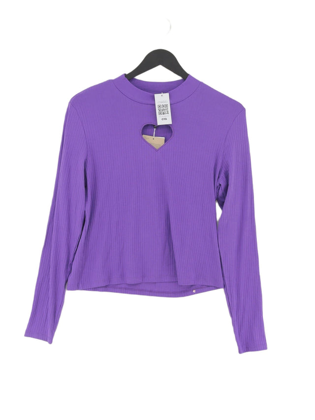 Monki Women's Top L Purple Cotton with Elastane