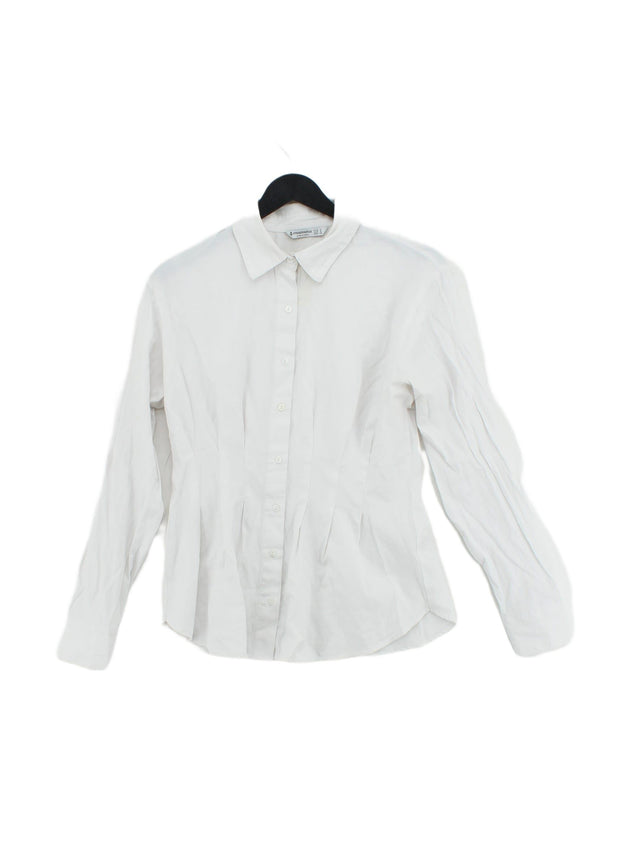 Stradivarius Women's Shirt M White Polyester with Cotton