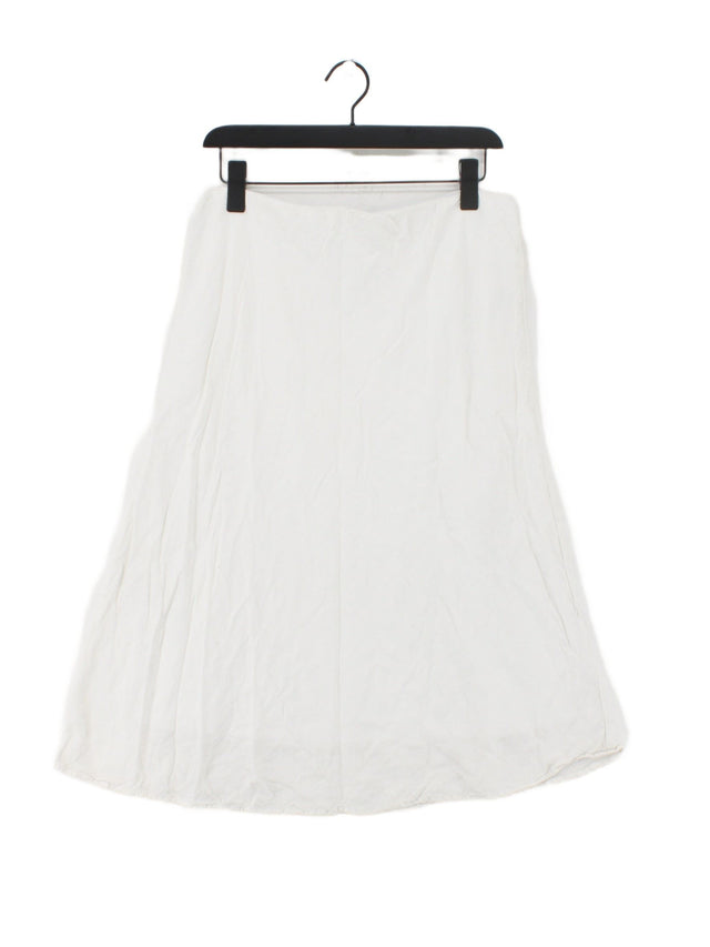 Nic + Zoe Women's Maxi Skirt L White Linen with Polyester, Rayon