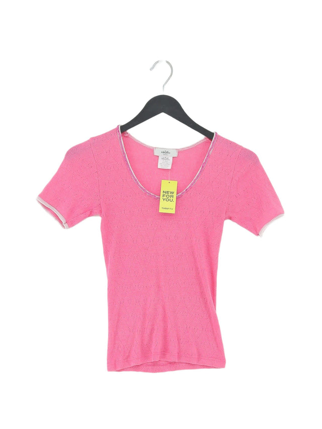 Whistles Women's T-Shirt S Pink Polyester with Viscose