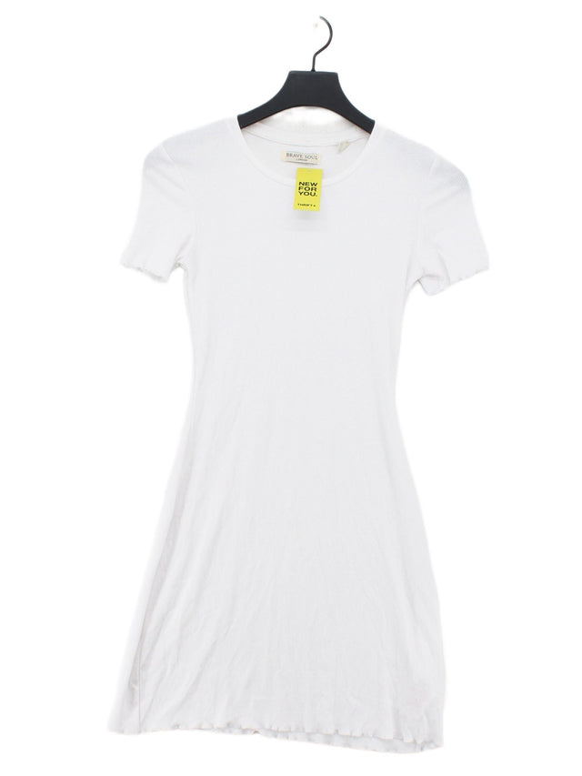 Brave Soul London Women's Midi Dress XS White Cotton with Elastane, Polyester