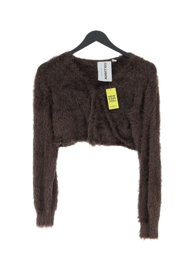 Collusion Women's Cardigan UK 8 Brown 100% Nylon