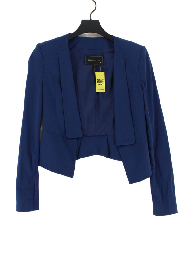 BCBGMAXAZRIA Women's Coat XXS Blue Polyester with Elastane, Rayon, Spandex