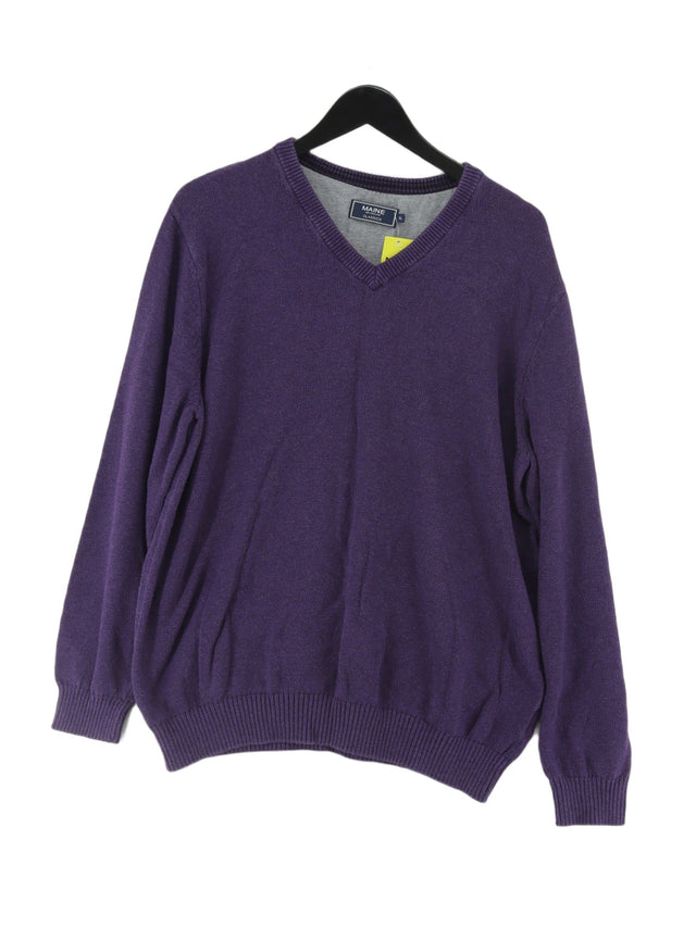 Maine Men's Jumper XL Purple Cotton with Other, Wool