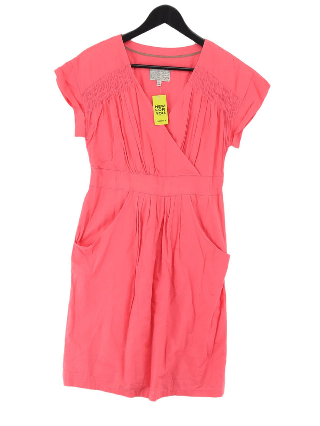 Tom Joule Women's Midi Dress UK 10 Pink 100% Cotton